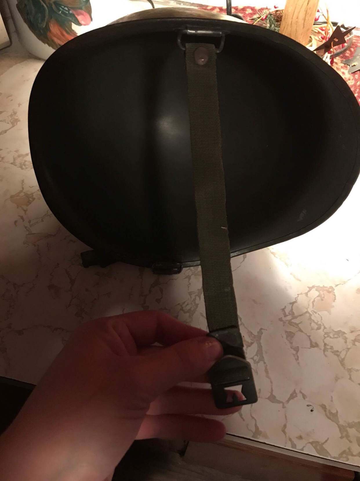 M1 helmet with snaps on chin strap? UNKNOWN, CAN YOU IDENTIFY? U.S. Militaria Forum