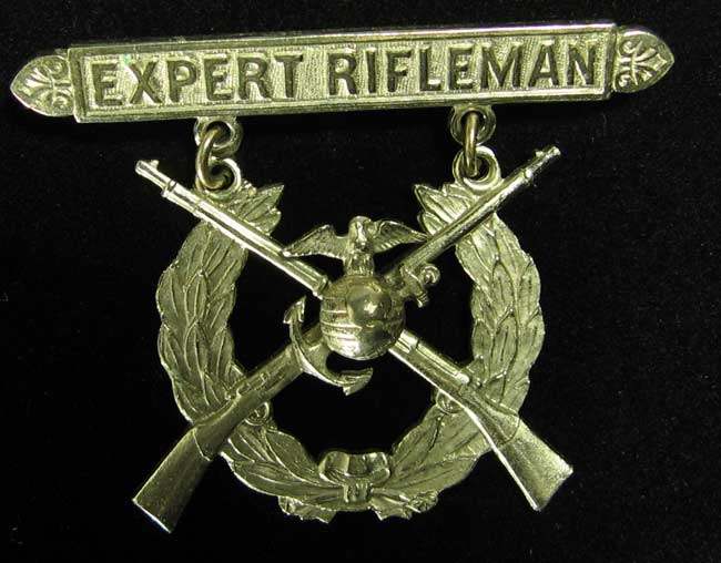 USMC Marksmanship Badges w/Unauthorized EGA Affixed NAVY, MARINE