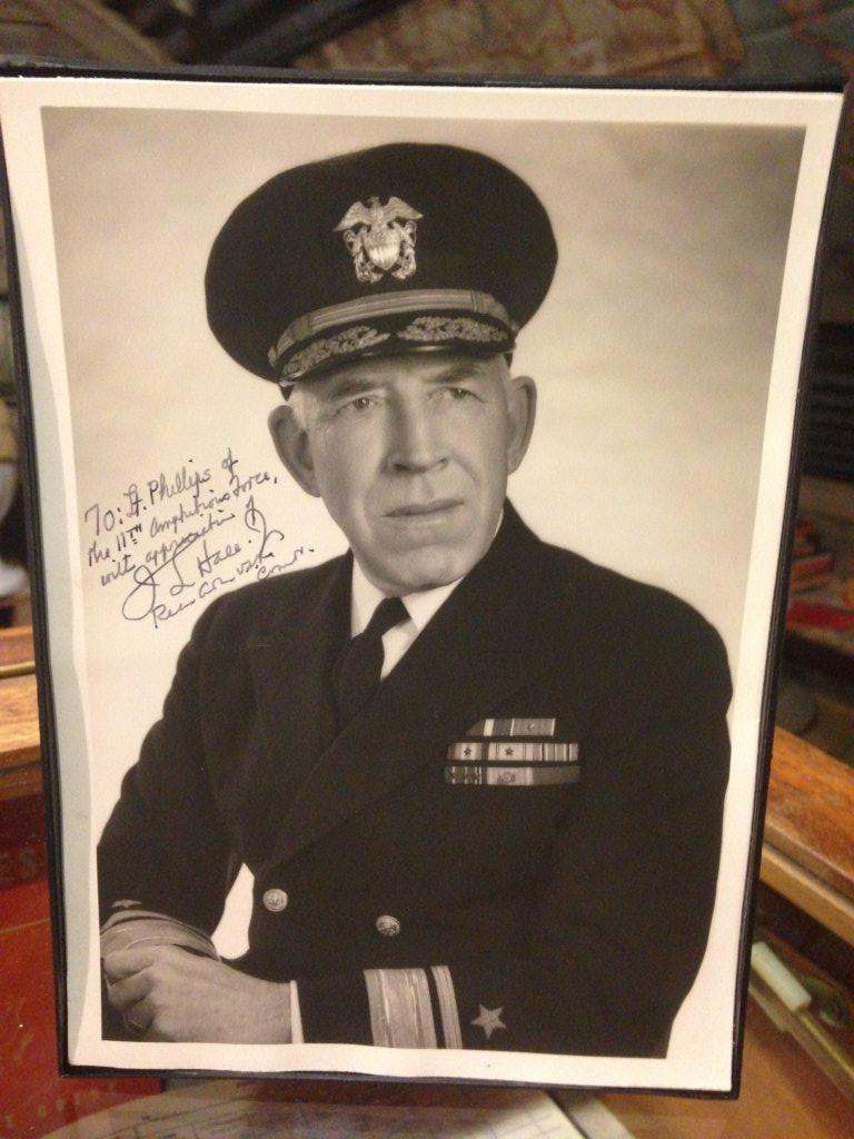 USS Ancon (DDay Omaha Beach) Adm. John L. Hall Signed Photo EPHEMERA