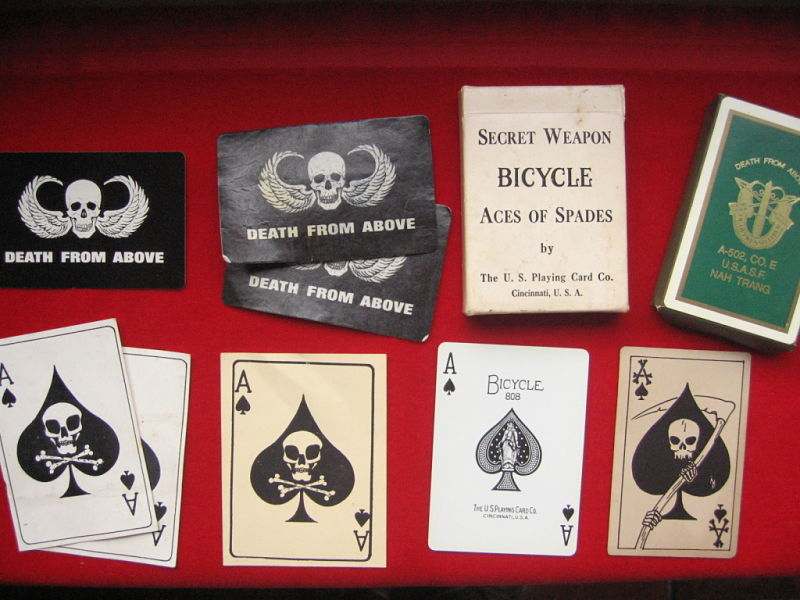 Vietnam ace of spades card on brittle cardboard stock EPHEMERA