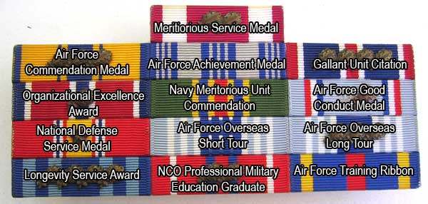 usaf air medal ribbon rack with navy