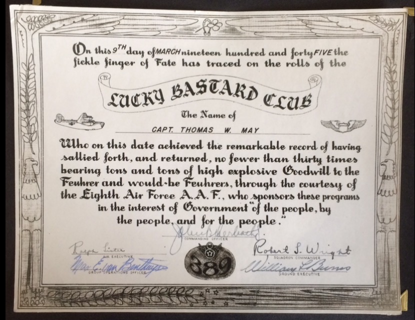 Lucky Bastard Club Certificates Page 2 WING BADGES U.S. Militaria
