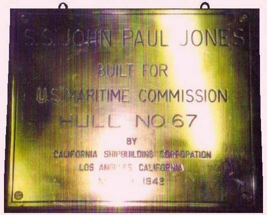 U.S.S. John Paul Jones (DD-230) brass plate - MILITARY SHIPS AND