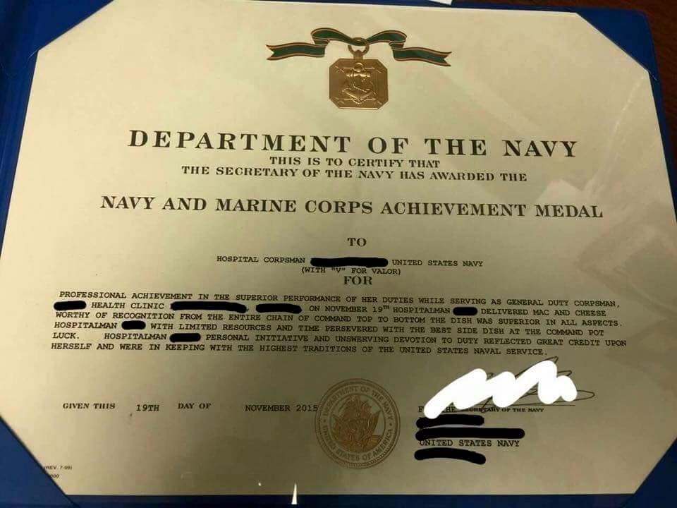 Strange Citation For Navy And Marine Corps Achievement Medal Medals Decorations U S Militaria Forum