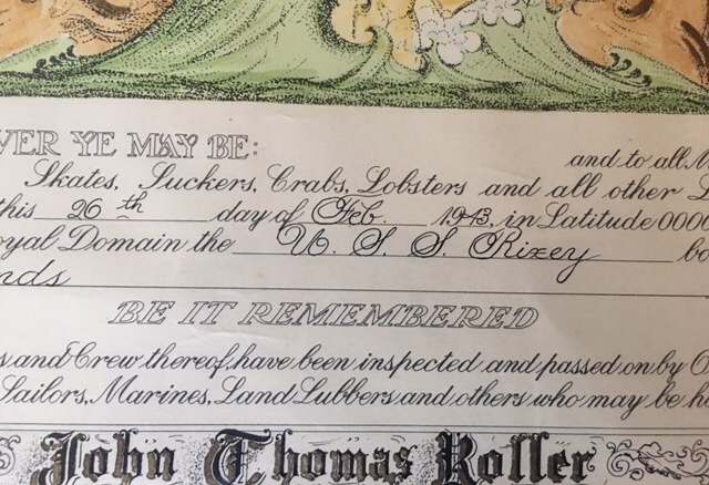 USS RIXEY (APH-3) Casualty Evacuation Transport Ship Equator Document ...