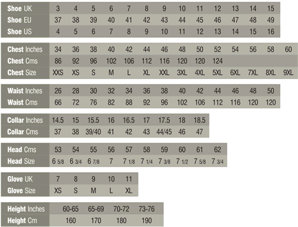 Uniform Size Chart – M T I