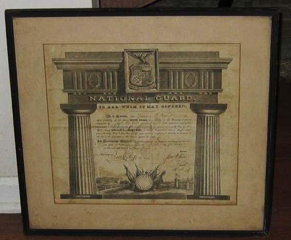 New York National Guard Artillery Discharge 1838 EPHEMERA