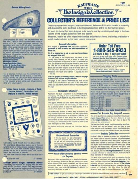 1981 "Kaufmans West" Army & Navy Surplus catalogue EPHEMERA