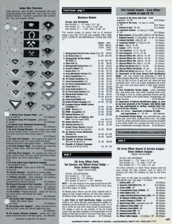 1981 "Kaufmans West" Army & Navy Surplus catalogue EPHEMERA