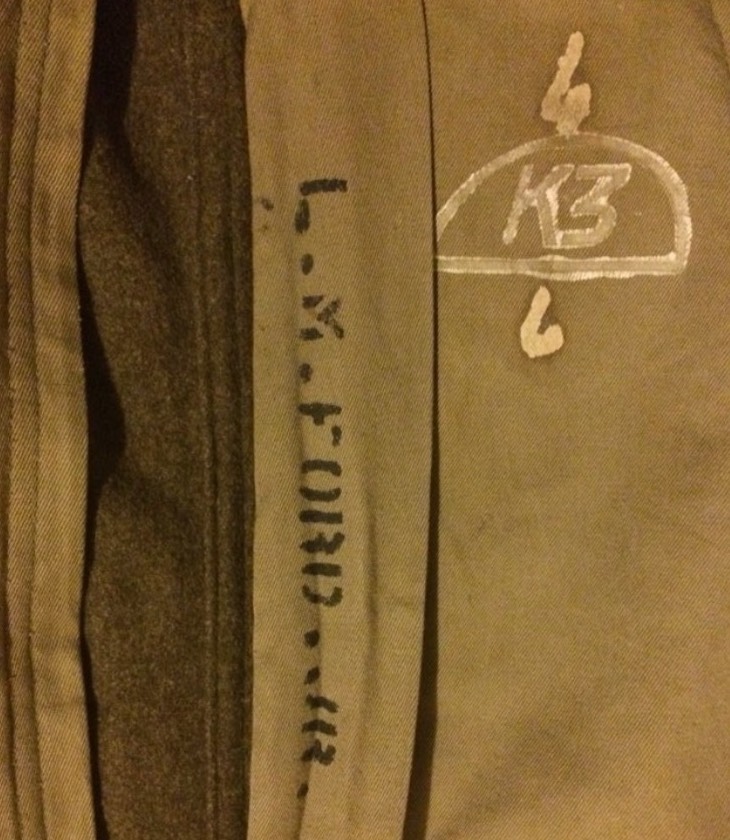 WWII USMC Tanker Bib Overalls with unknown UNIS marking UNIFORMS U