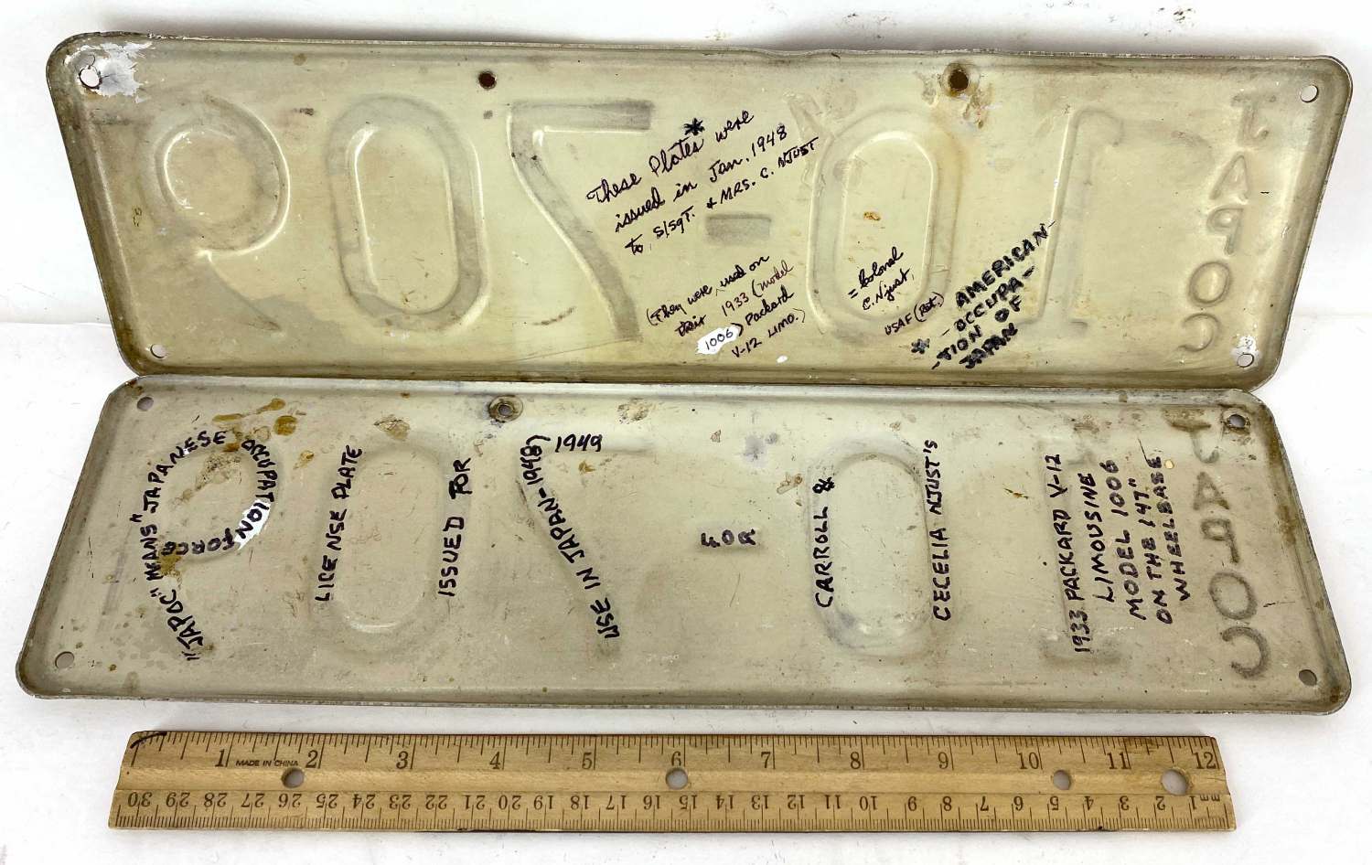 Occupied Japan License Plate - MILITARY VEHICLES - U.S. Militaria