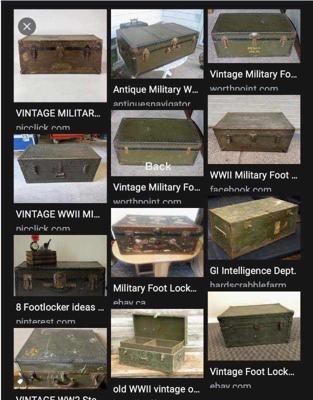 Vintage Wood Military Foot Locker Trunk