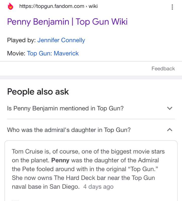 Jennifer Connelly, Top Gun Wiki