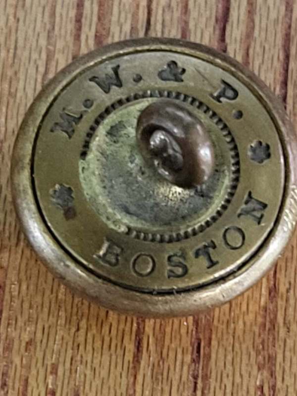 Button ID US Calvary 14/16mm Backmark "M. W. & P. Boston" UNIFORM