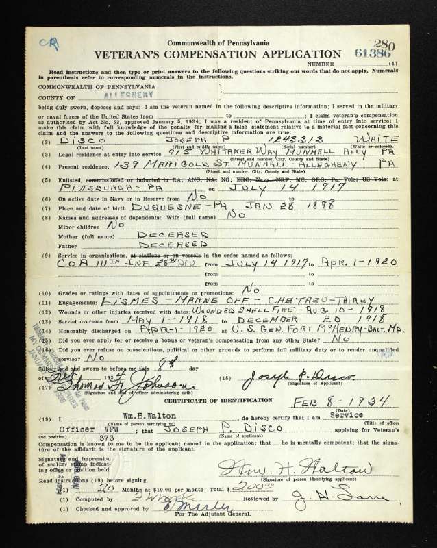 Pvt. Disco, 111th Infantry - ATTRIBUTED MEDAL GROUPINGS - U.S ...