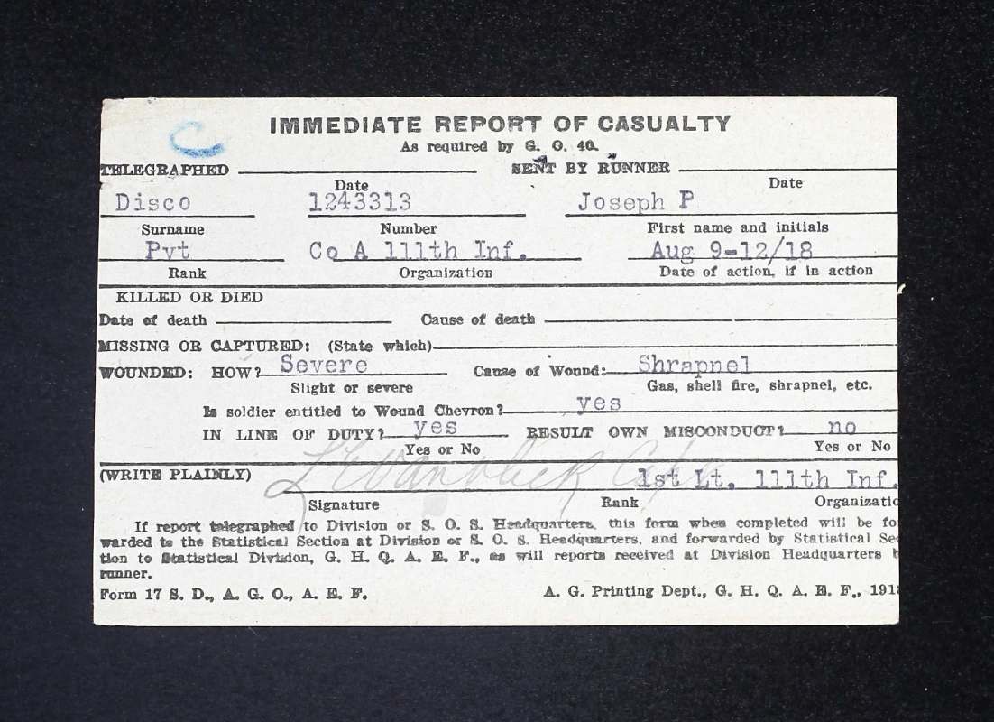 Pvt. Disco, 111th Infantry - ATTRIBUTED MEDAL GROUPINGS - U.S ...