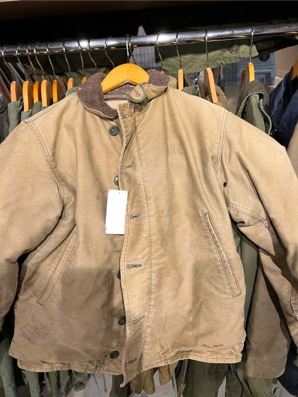 ひまわり  US Navy WW2 Sailor Deck Coat Perfectly Worn Original WW2 US Navy Denim Shawl Collar Work