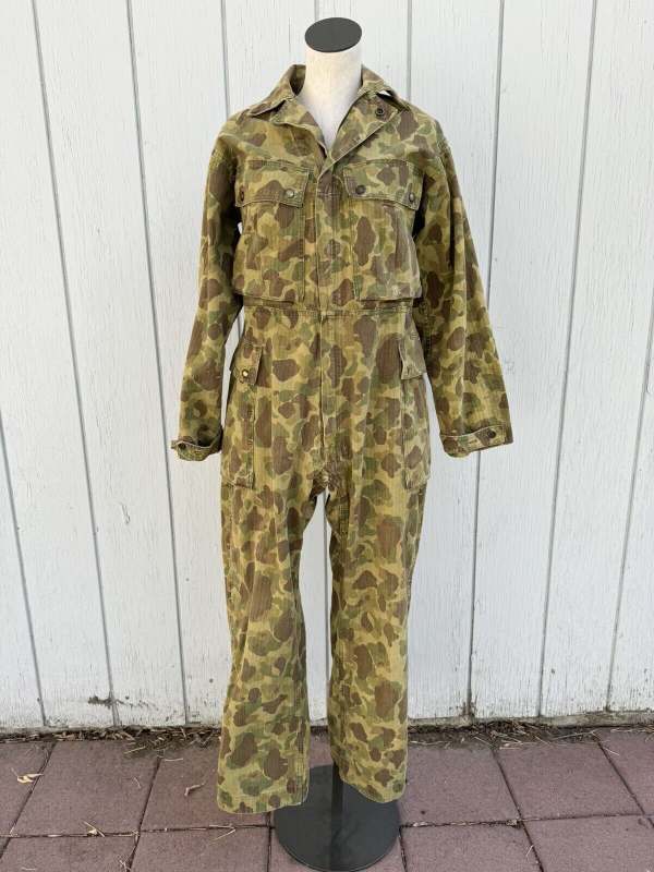 パンツ Vintage Flog Skin Camo Overall Large 40s US Army Frogskin Camouflage Coveralls / 1940s WW2