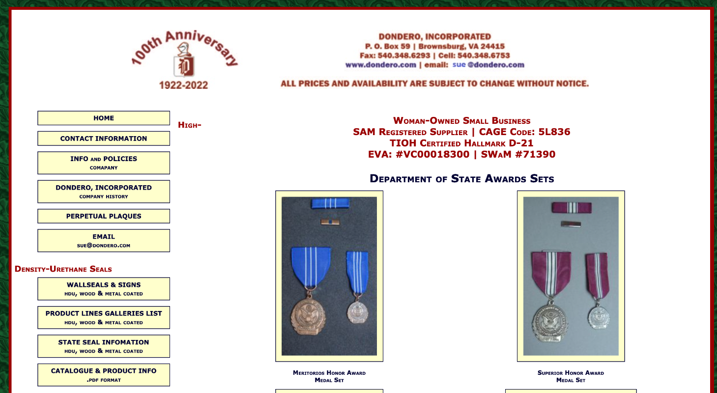 Dondereo, A. H. Dondero of Washington D.C. Company history WING