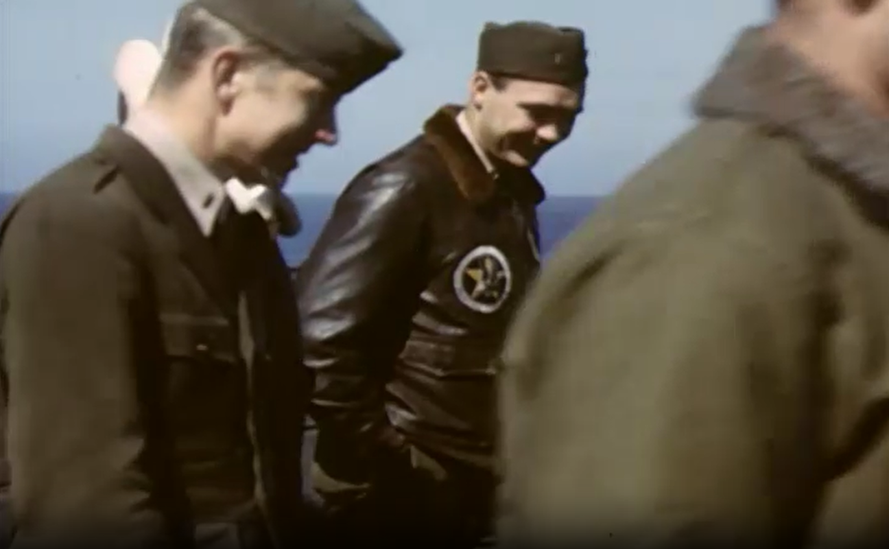 North American FJ1Fury pilots in aviation greens and leather jackets