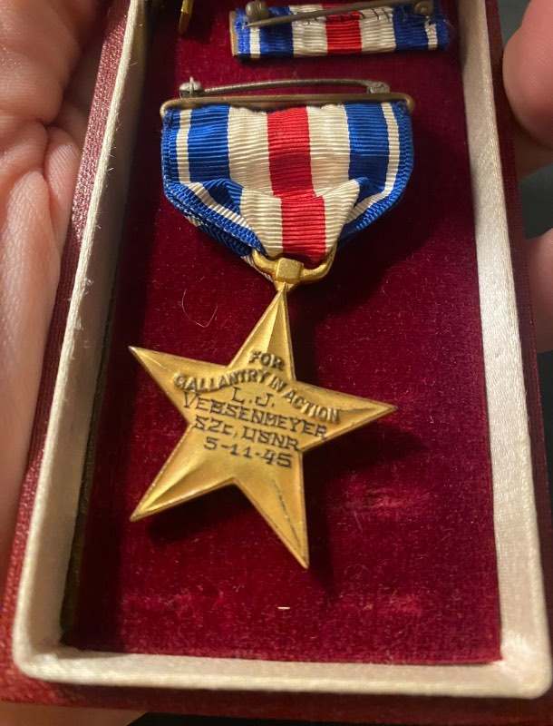 OKINAWA - USS Hadley Kamikaze KIA Silver Star & Purple Heart