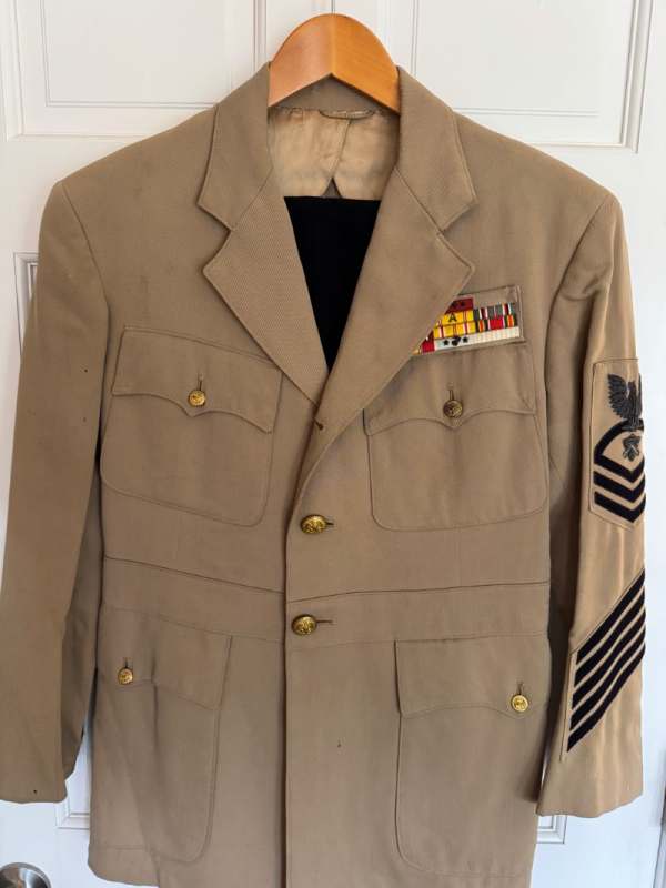 marine brown dress uniform Brown Knit Mini Dress with Long Sleeves, Detachable Shoulder Buttons & Straight Cut – Lelan Dress by EASY CLOTHES – One Size (Fits US 2, 4, 6) main image 0